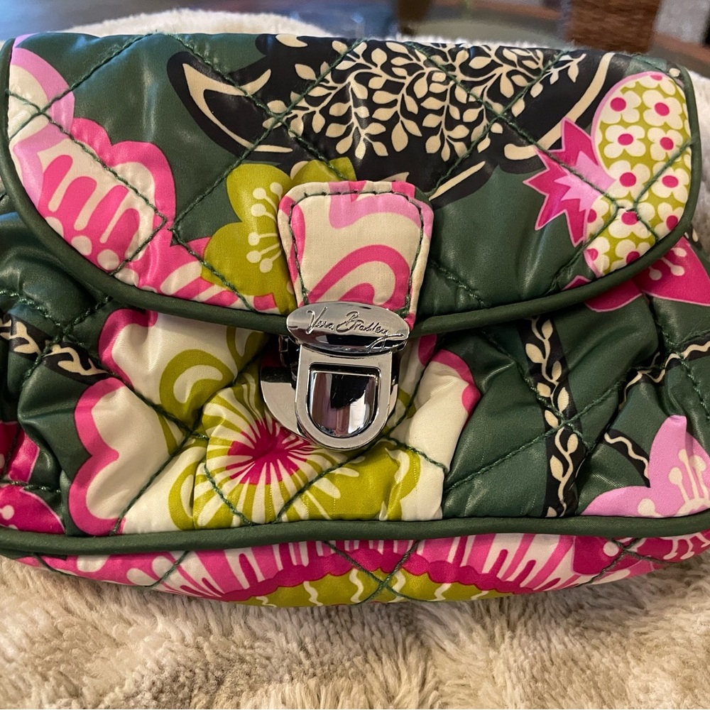 Vera Bradley Green and Pink Floral Clutch
